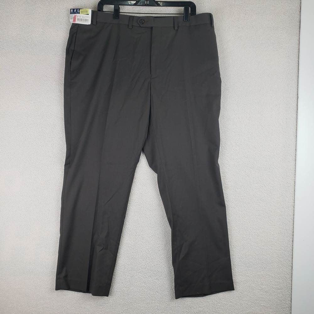 Ralph Lauren Evan Dress Pants Mens 40x30 Gray Flat‎ Front Classic Professional